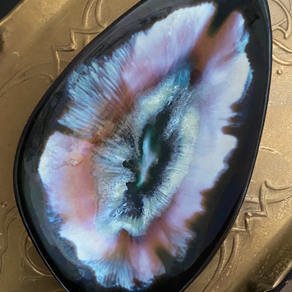 Vintage ccc Canada pottery, Mid-Century Modern Aurora Borealis dish - Picture 9 of 16